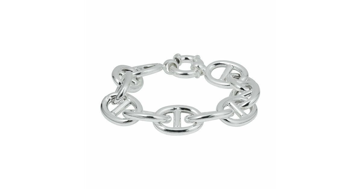 Bracelet Large Maille Ancre FARANDOLE - Fermoir Bouée Tige - Argent Acier - Neuf Avec étiquettes